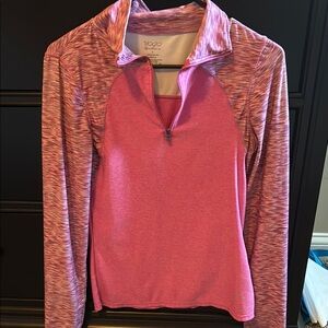 90 Degree By Reflex Pink Fitted Long Sleeve Polo Top